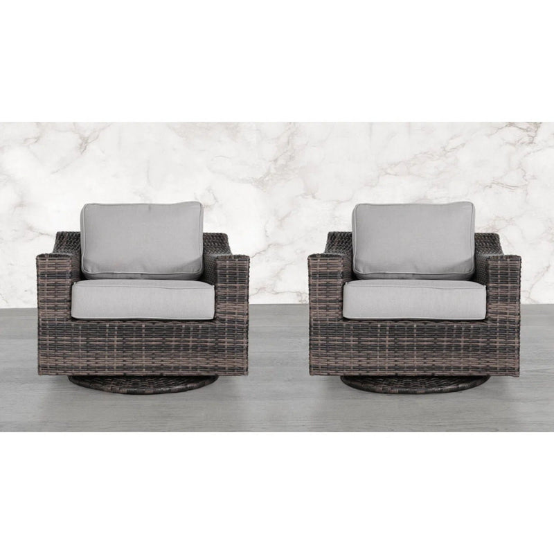 Outdoor Swivel Patio Chair With Cushions (Set of 2) - Brown, photo 5 of 5