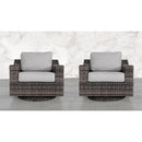 Outdoor Swivel Patio Chair With Cushions (Set of 2) - Brown by Unique Piece Furniture