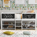 Low Loft Bed With Movable Shelves And Ladder, Decorative Chalkboard Guardrail by HouseOfZazla