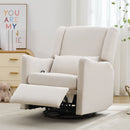 29.5'' Wide Wingback Swivel Rocker Recliner Chair, Glider Rocker Recliner, Rocking Chair Nursery for Living Room Bedroom Apartment,Linen,Beige