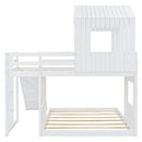 Loft Bunk Bed With Playhouse, Farmhouse, Ladder, Slide And Guardrails by HouseOfZazla