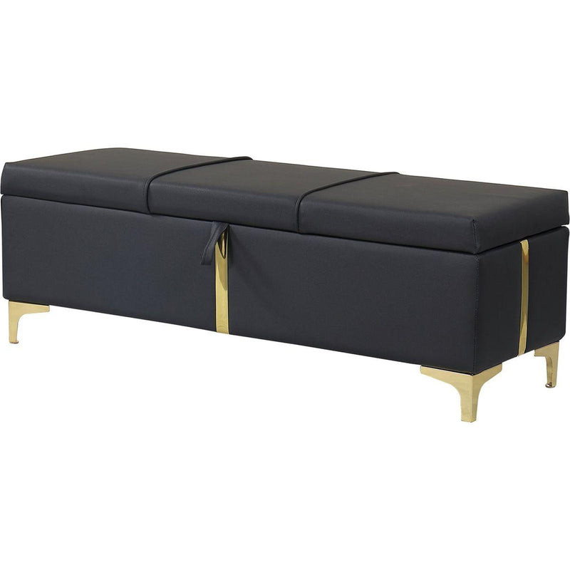 2-Pieces Bedroom Sets,Queen Size Upholstered Platform Bed with Hydraulic Storage System,Storage Ottoman with Metal Legs,Black