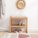 Shoe Bench, Beech Wood Storage Rack Organizer With High Rebound Sponge Cushion - Natural by HouseOfZazla