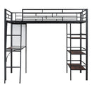 Loft Metal Bed With 3 Layers Of Shelves And Desk, Stylish Metal Frame Bed With board by Unique Piece Furniture