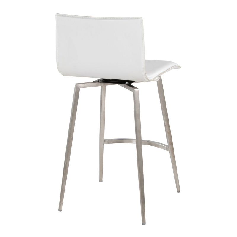 Mara - Upholstered Contemporary Fixed Height Counter Stool With Swivel (Set of 2) - White, photo 5 of 5