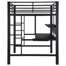 Ranier - Full Workstation Loft Bed, Full Length Desk, Safety Rails And Storage Shelves - Black by HouseOfZazla