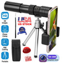 10X-300X Zoom Monocular Telescope High Definition Phone Telephoto Lens w/ Phone Holder Clamp Tripod For Hunting Hiking Sightseeing