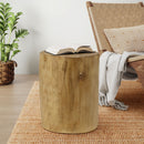 Hand Painted Wood Stump Style Outdoor Side Table - Light Brown