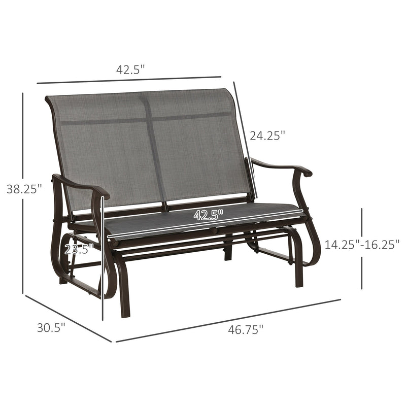 2-Person Outdoor Glider Bench氓Patio Glider Loveseat Chair with Powder Coated Steel Frame Seats Porch Rocking Glider for Backyard, Lawn, Garden and Porch, Mixed Grey