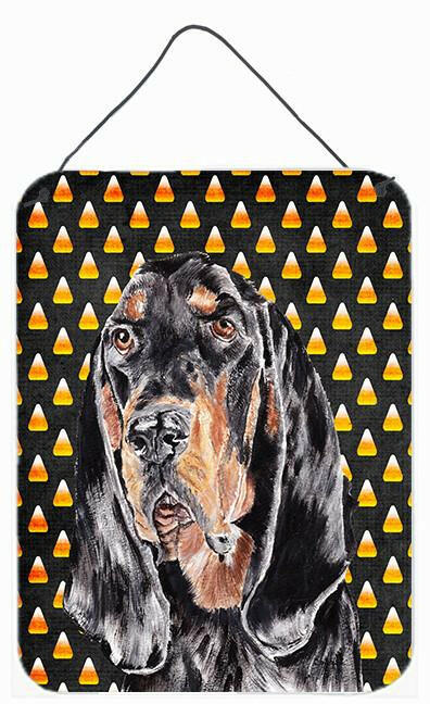 Coonhound Halloween Candy Corn Aluminium Metal Wall or Door Hanging Prints