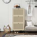 Modern Rattan 3 Door Shoe Rack Cabinet For Entryway by Unique Piece Furniture
