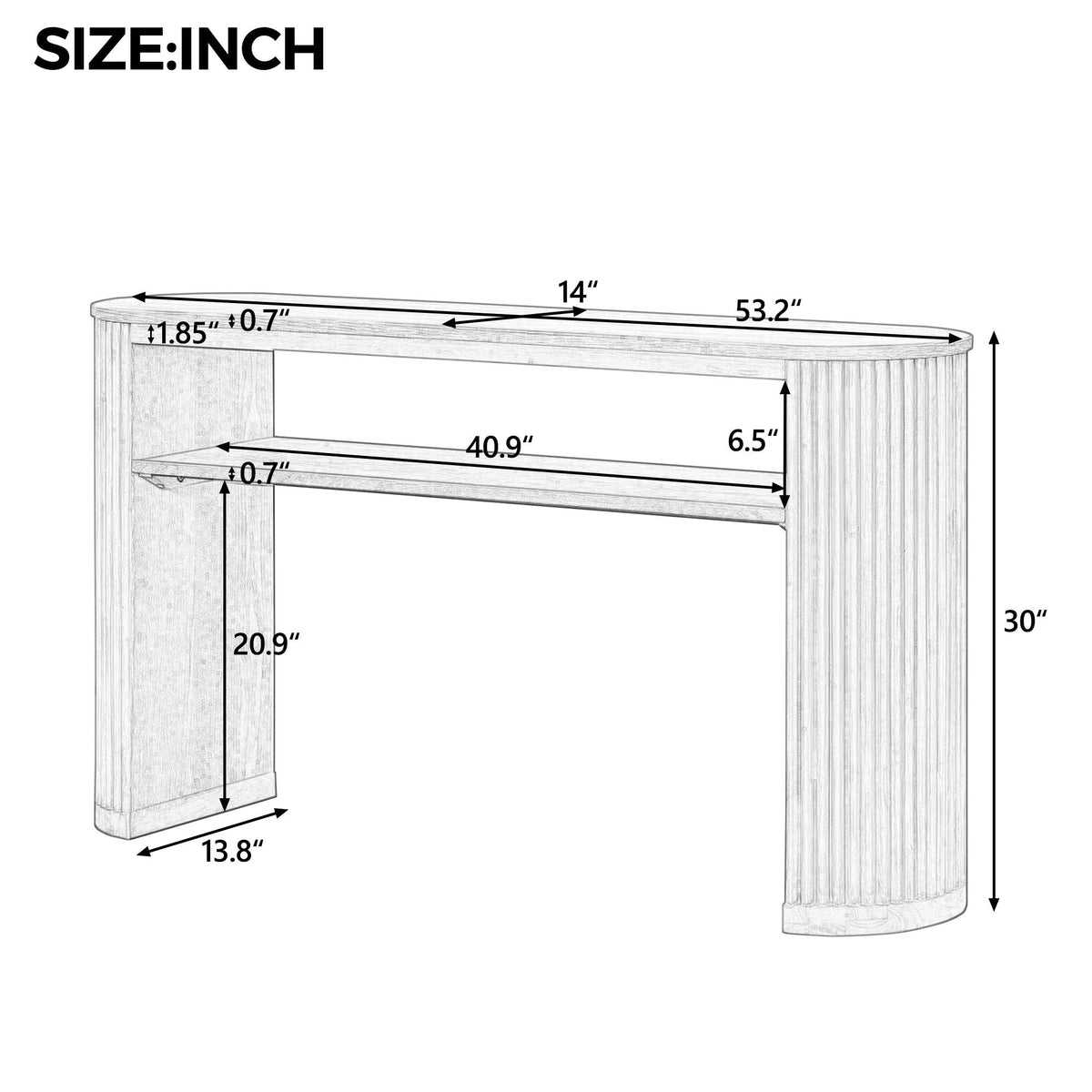 Console Table With Fluted Legs, Open Shelf, photo 18 of 19