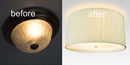 16"W Moderne Flush Mount Conversion Kit Textured Oatmeal Hardback Drum Lampshade by LampsUSA