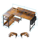 L-Shaped Gaming Desk With Power Outlets, Monitor Stand & Storage Shelves