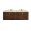 James Martin Amberly 72" Dual Mount Double Bathroom Vanity, Mid-Century Walnut