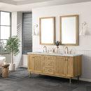James Martin Laurent 72" Dual Mount Double Bathroom Vanity, Light Natural Oak