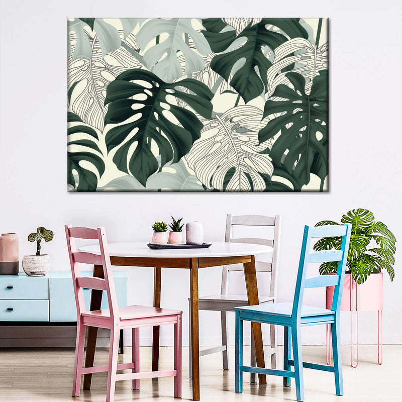 Jungle Monstera Leaves Wall Art