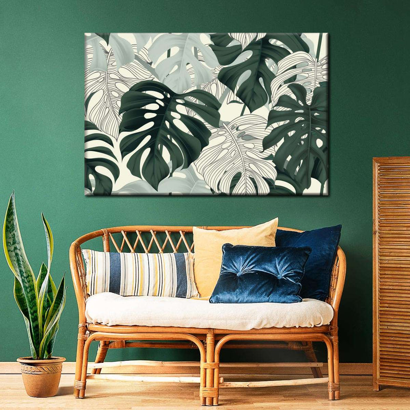 Jungle Monstera Leaves Wall Art