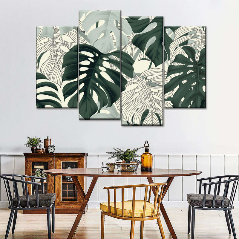 Jungle Monstera Leaves Wall Art