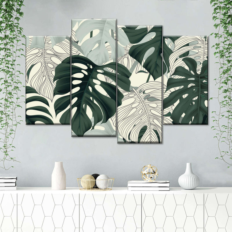 Jungle Monstera Leaves Wall Art