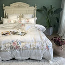 GobekUsa Egyptian Cotton White Embroidery Bedding Set - Queen/King Size - 1000TC Linens