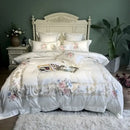 GobekUsa Egyptian Cotton White Embroidery Bedding Set - Queen/King Size - 1000TC Linens