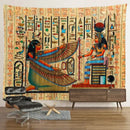 Egyptian mandala tapestry wall hanging blue & gold bedroom decor by Decorbites
