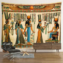 Egyptian mandala tapestry wall hanging blue & gold bedroom decor by Decorbites