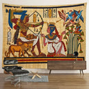 Egyptian mandala tapestry wall hanging blue & gold bedroom decor by Decorbites
