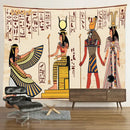 Egyptian mandala tapestry wall hanging blue & gold bedroom decor by Decorbites