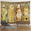 Egyptian mandala tapestry wall hanging blue & gold bedroom decor by Decorbites