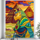 Egyptian psychedelic murals tapestry green anubis bedroom wall decor by Decorbites