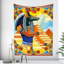 Egyptian psychedelic murals tapestry green anubis bedroom wall decor by Decorbites