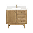 James Martin Laurent 36" Dual Mount Single Bathroom Vanity, Light Natural Oak