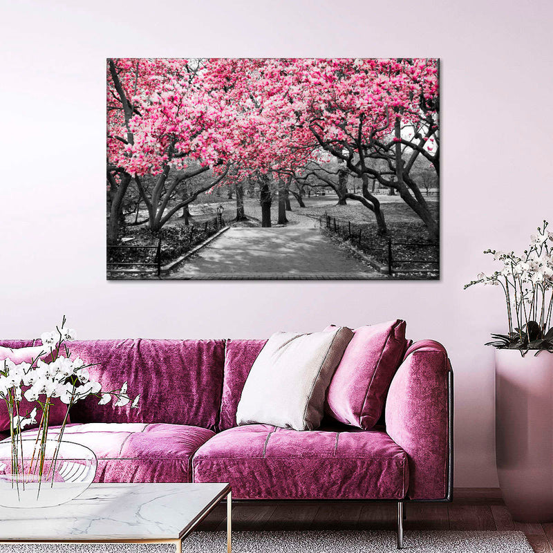 Central Park NY Cherry Blossoms Wall Art