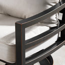 Aluminum 42-in Square Patio Fire Table Set with Swivel Rocking Chairs