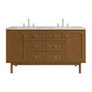 James Martin Laurent 60" Dual Mount Double Bathroom Vanity, Honey Oak