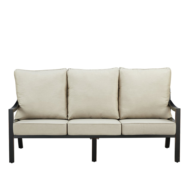 Black Aluminum Deep Seating Sofa with Cushions