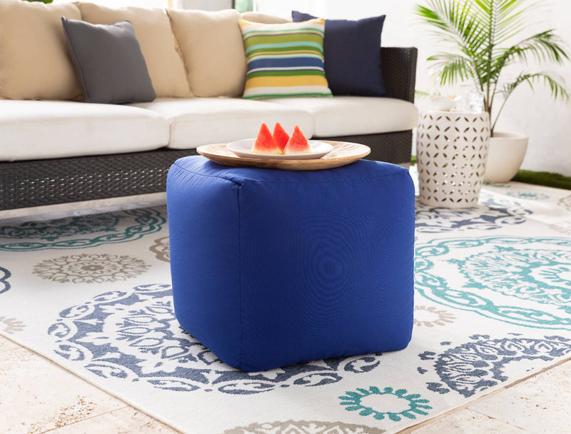 Hoflein Dark Blue Pouf