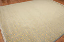 9' x 12' Hand knotted Honeycomb Wool Full Pile Area Rug Light blue Gold