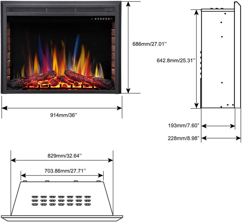 Electric Fireplace Insert Adjuatble Flame Colors 936A,939A,936BXB,939BXB
