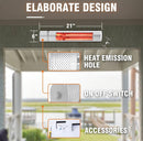 Electric Patio Heater, 1500W Outdoor Heater with 3 Power Settings, Infrared Heater with Remote Control, Overheat Protection, Wall Mounted Space Heater, In/Outdoor