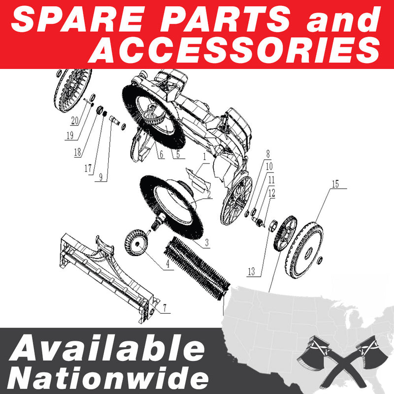 30" Battery Powered Push Sweeper with Triple Power Brooms Electric Drive and Dust Suppression Sprayer