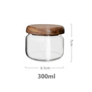 Elegant acacia wood lid glass food storage jars kitchen set by Decorbites