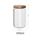 Elegant acacia wood lid glass food storage jars kitchen set by Decorbites