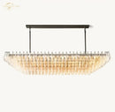 GobekUsa Clear Glass Tiered Rectangle Chandelier Pendant Light