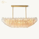 GobekUsa Clear Glass Tiered Rectangle Chandelier Pendant Light