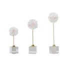 GobekUsa Crystal Flower Glass Craft Hyalinite Sculpture Metal Decorative Figurine
