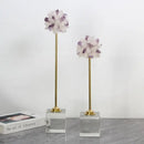GobekUsa Crystal Flower Glass Craft Hyalinite Sculpture Metal Decorative Figurine