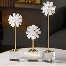 GobekUsa Crystal Flower Glass Craft Hyalinite Sculpture Metal Decorative Figurine